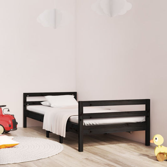 Bedframe 75x190 cm massief grenenhout zwart is nu te koop bij PeponiXL, paradijselijk wonen!