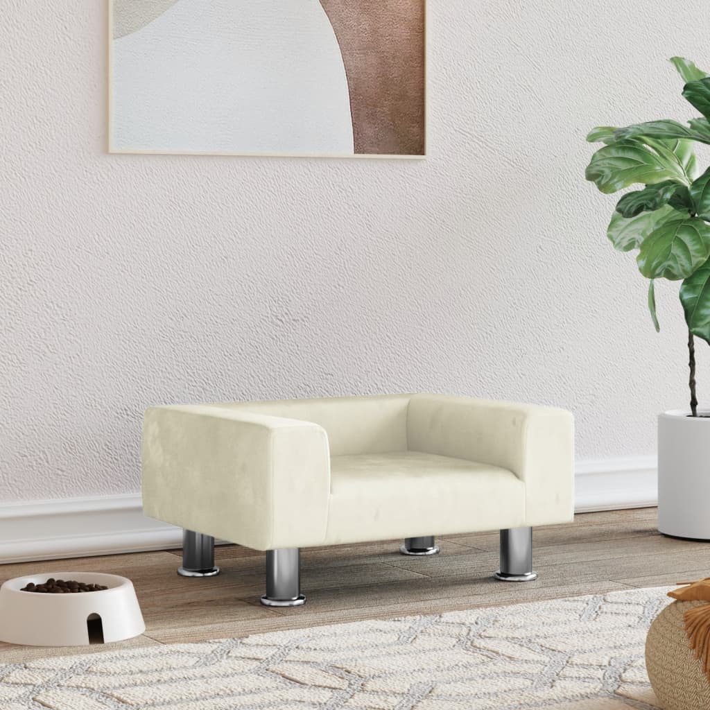 Hondenmand 50x40x26,5 cm fluweel crèmekleurig is nu te koop bij PeponiXL, paradijselijk wonen!