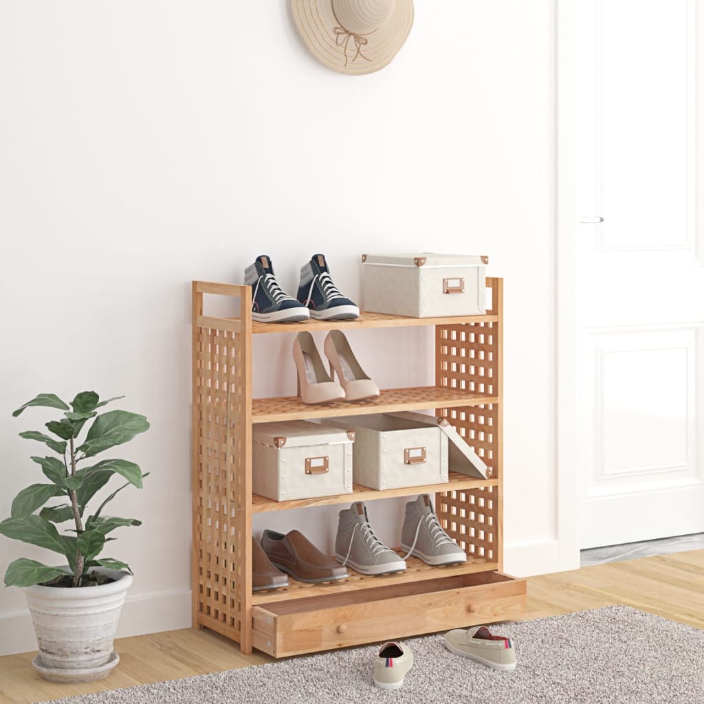 Schoenenrek met lade 70x27x81 cm massief walnotenhout is nu te koop bij PeponiXL, paradijselijk wonen!