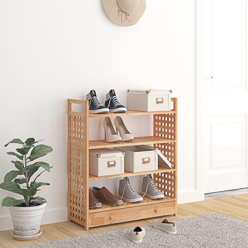 Schoenenrek met lade 70x27x81 cm massief walnotenhout is nu te koop bij PeponiXL, paradijselijk wonen!