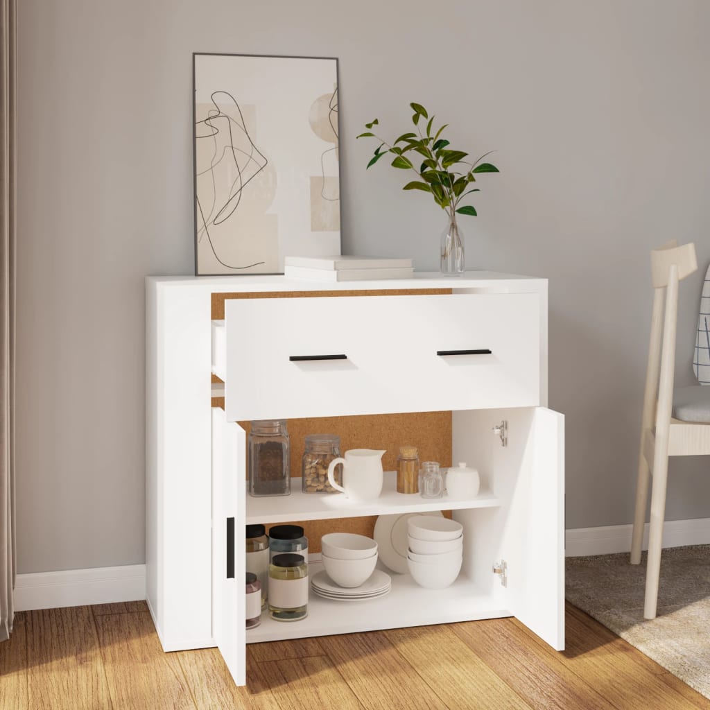 Dressoir 80x33x70 cm bewerkt hout wit is nu te koop bij PeponiXL, paradijselijk wonen!