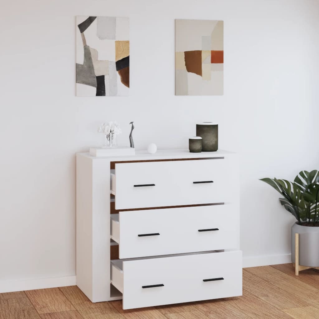 Dressoir 80x33x70 cm bewerkt hout wit is nu te koop bij PeponiXL, paradijselijk wonen!