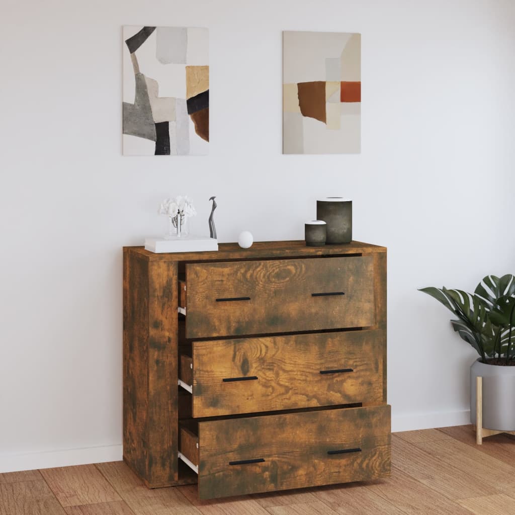 Dressoir 80x33x70 cm bewerkt hout gerookt eikenkleurig is nu te koop bij PeponiXL, paradijselijk wonen!