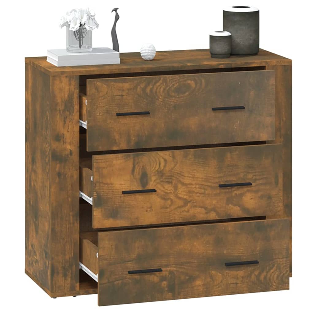 Dressoir 80x33x70 cm bewerkt hout gerookt eikenkleurig is nu te koop bij PeponiXL, paradijselijk wonen!
