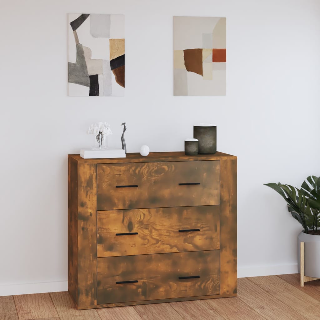 Dressoir 80x33x70 cm bewerkt hout gerookt eikenkleurig is nu te koop bij PeponiXL, paradijselijk wonen!