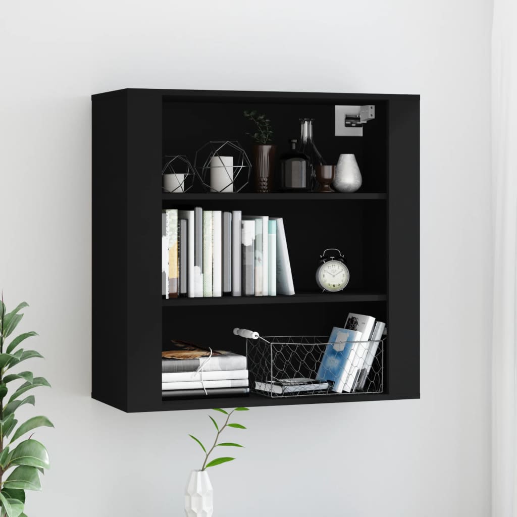 Wandkast 80x33x80 cm bewerkt hout zwart is nu te koop bij PeponiXL, paradijselijk wonen!