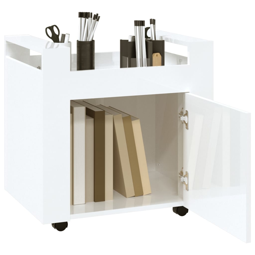 Bureaukastje 60x45x60 cm bewerkt hout hoogglans wit is nu te koop bij PeponiXL, paradijselijk wonen!