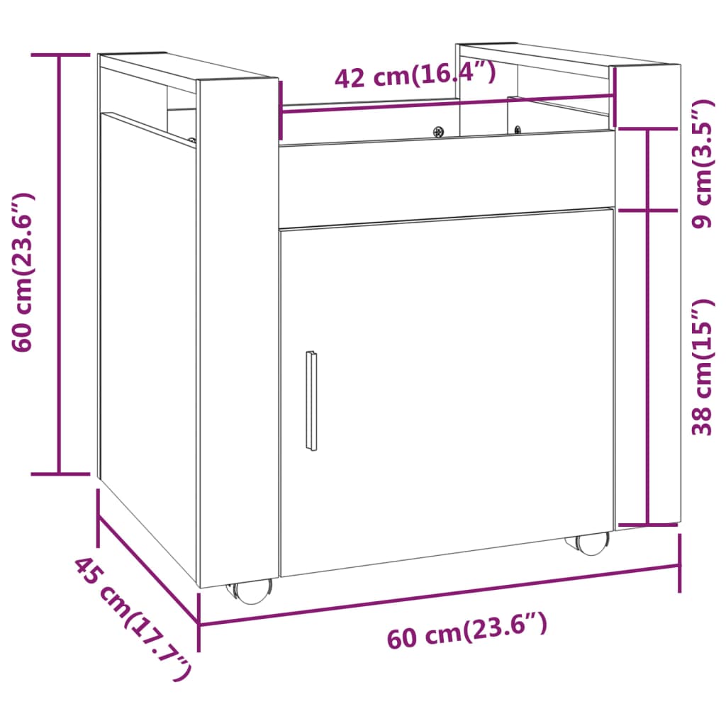 Bureaukastje 60x45x60 cm bewerkt hout hoogglans wit is nu te koop bij PeponiXL, paradijselijk wonen!
