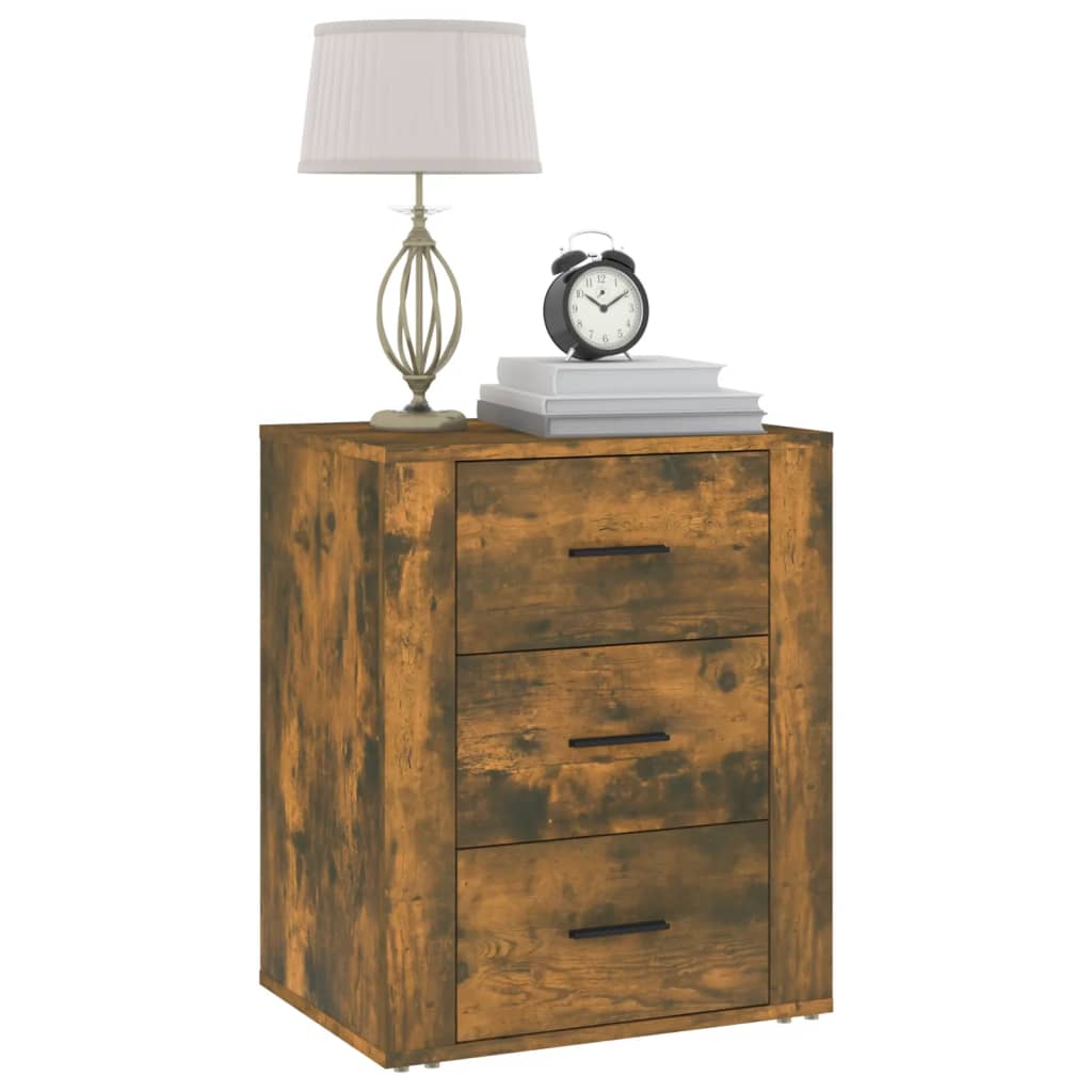 Nachtkastje 50x36x60 cm bewerkt hout gerookt eikenkleurig is nu te koop bij PeponiXL, paradijselijk wonen!