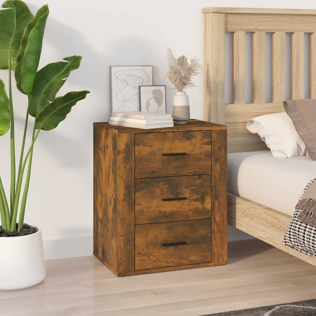 Nachtkastje 50x36x60 cm bewerkt hout gerookt eikenkleurig is nu te koop bij PeponiXL, paradijselijk wonen!