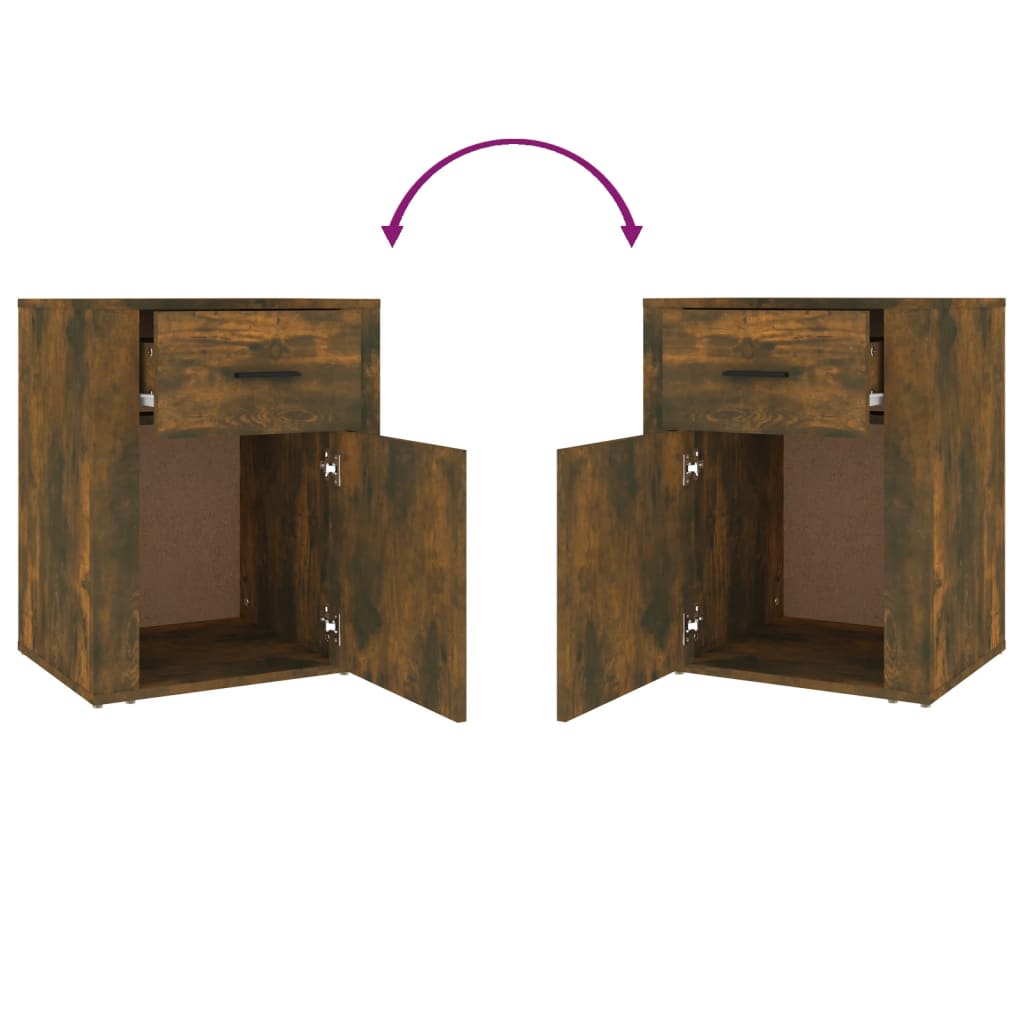 Nachtkastje 50x36x60 cm bewerkt hout gerookt eikenkleurig is nu te koop bij PeponiXL, paradijselijk wonen!