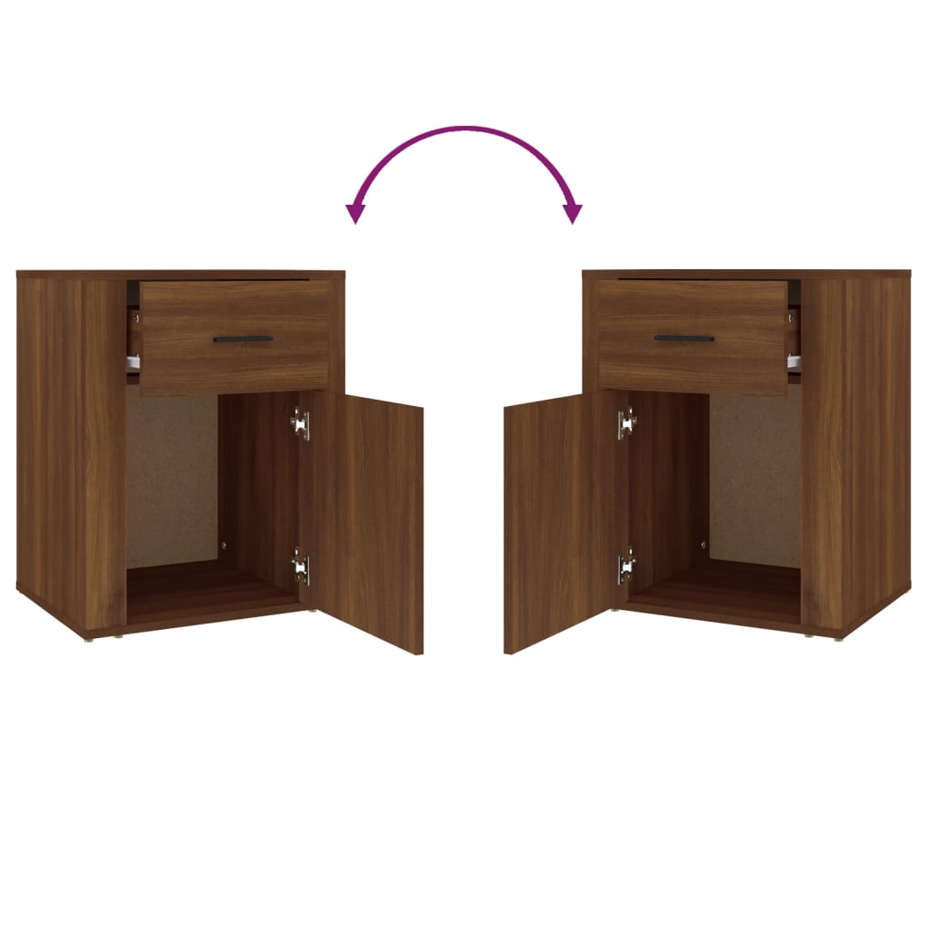 Nachtkastje 50x36x60 cm bewerkt hout bruin eikenkleur is nu te koop bij PeponiXL, paradijselijk wonen!