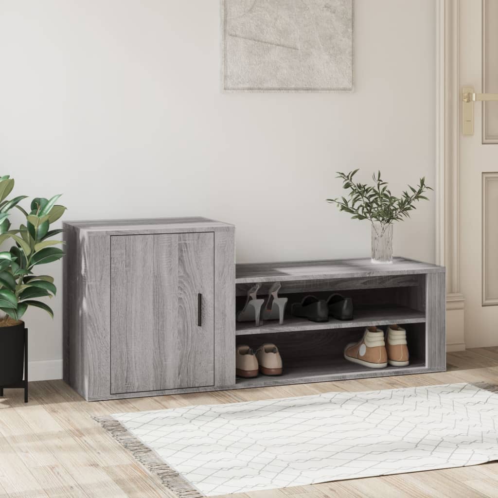 Schoenenkast 130x35x54 cm bewerkt hout grijs sonoma is nu te koop bij PeponiXL, paradijselijk wonen!