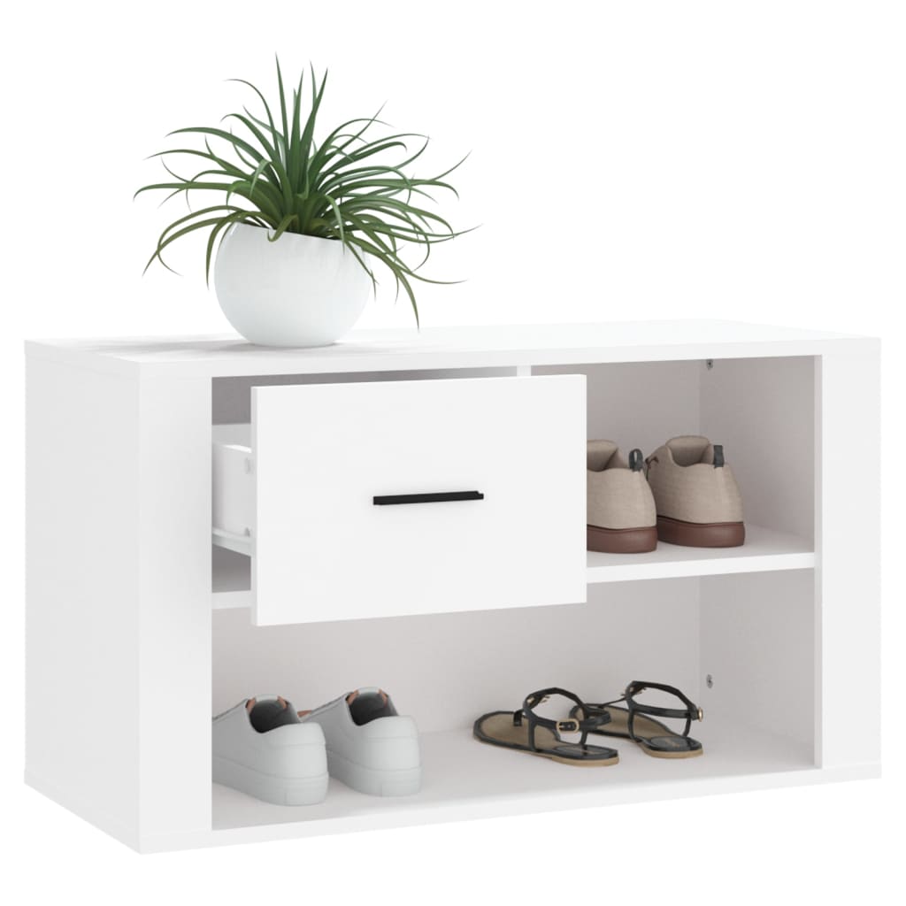 Schoenenkast 80x35x45 cm bewerkt hout wit is nu te koop bij PeponiXL, paradijselijk wonen!