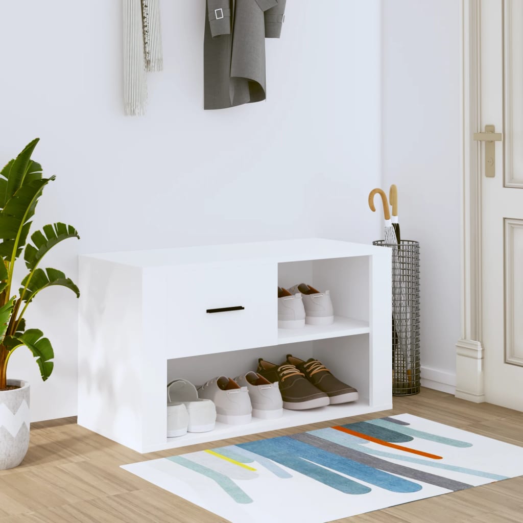 Schoenenkast 80x35x45 cm bewerkt hout wit is nu te koop bij PeponiXL, paradijselijk wonen!