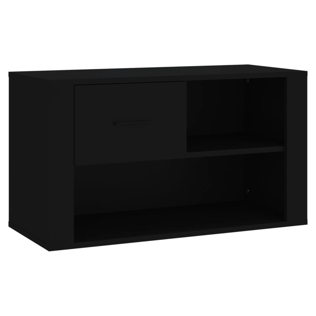 Schoenenkast 80x35x45 cm bewerkt hout zwart is nu te koop bij PeponiXL, paradijselijk wonen!