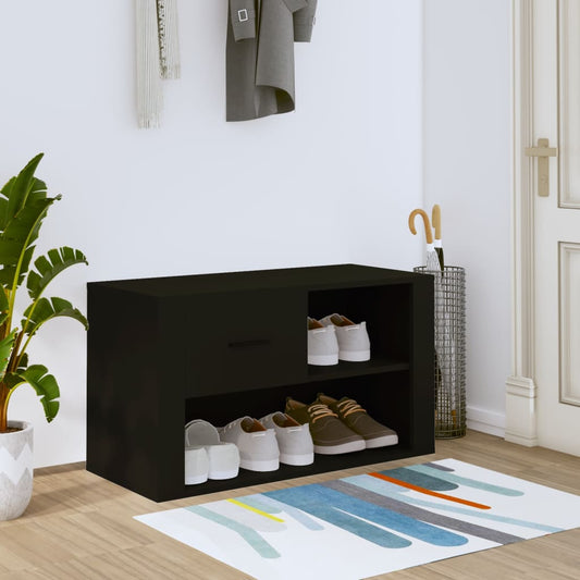 Schoenenkast 80x35x45 cm bewerkt hout zwart is nu te koop bij PeponiXL, paradijselijk wonen!