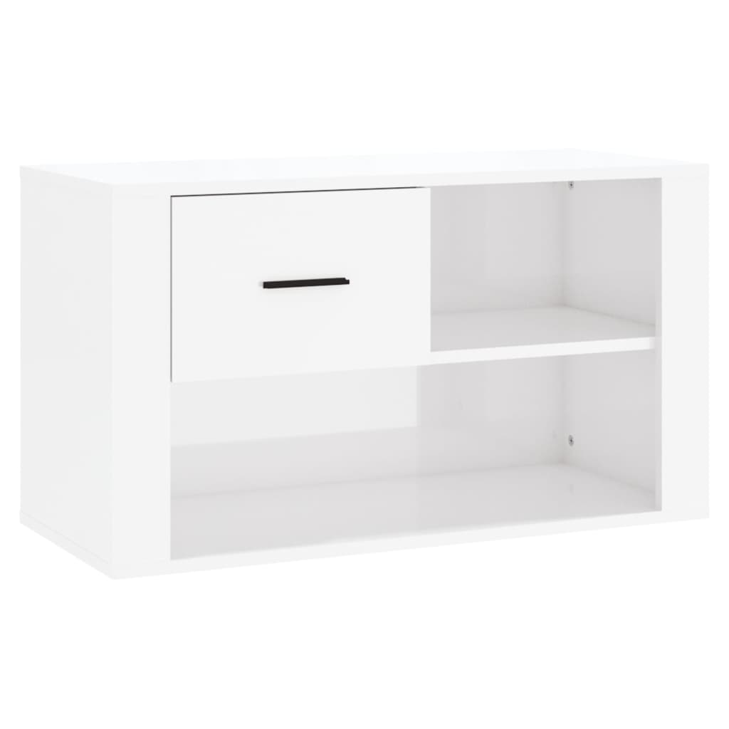 Schoenenkast 80x35x45 cm bewerkt hout hoogglans wit is nu te koop bij PeponiXL, paradijselijk wonen!