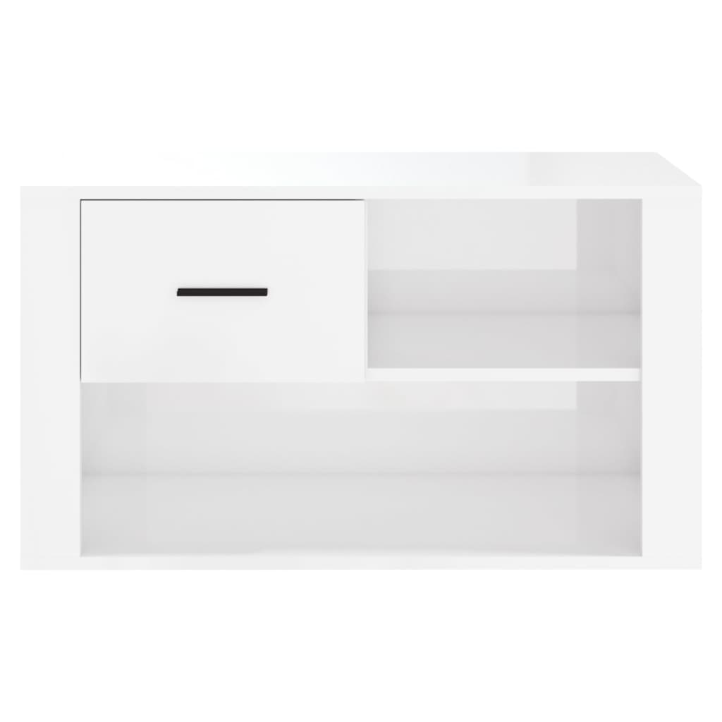 Schoenenkast 80x35x45 cm bewerkt hout hoogglans wit is nu te koop bij PeponiXL, paradijselijk wonen!