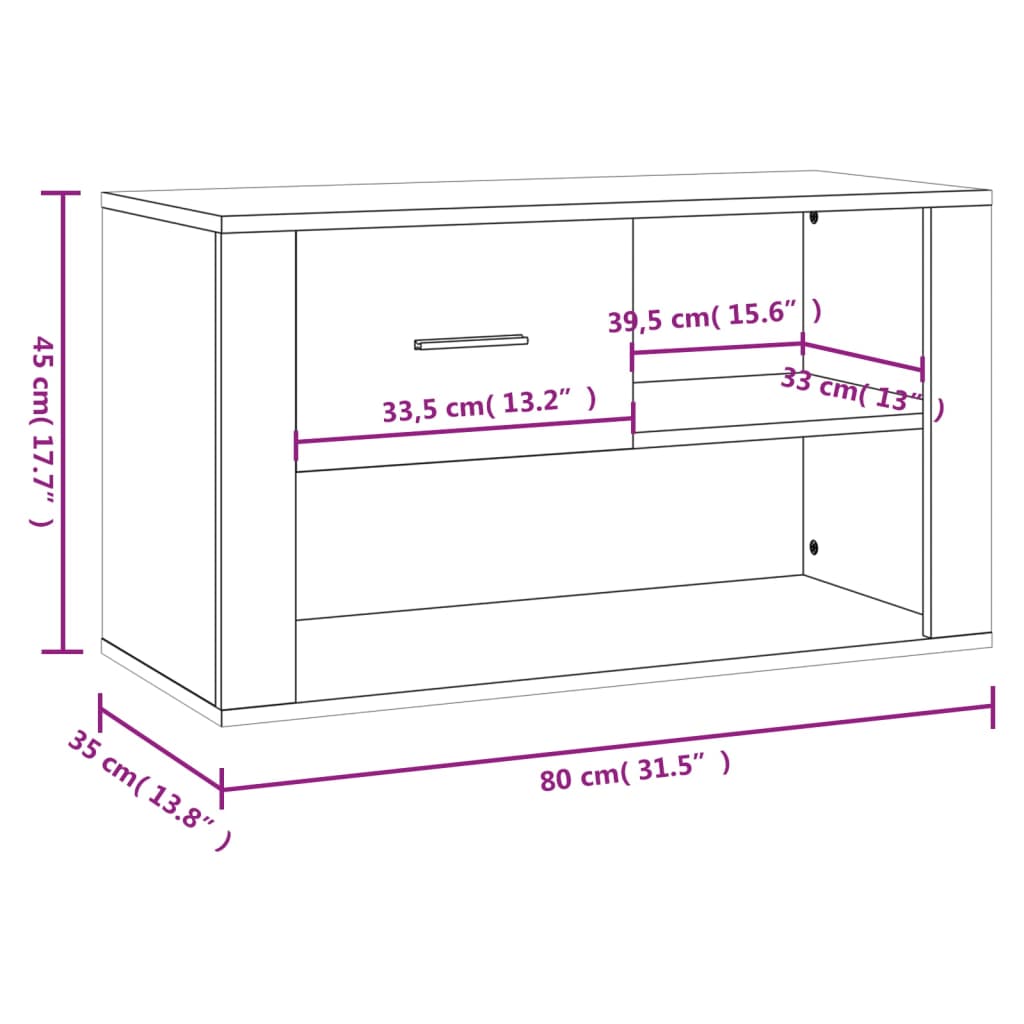 Schoenenkast 80x35x45 cm bewerkt hout hoogglans wit is nu te koop bij PeponiXL, paradijselijk wonen!