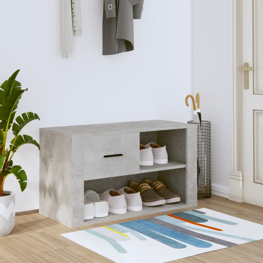 Schoenenkast 80x35x45 cm bewerkt hout betongrijs is nu te koop bij PeponiXL, paradijselijk wonen!
