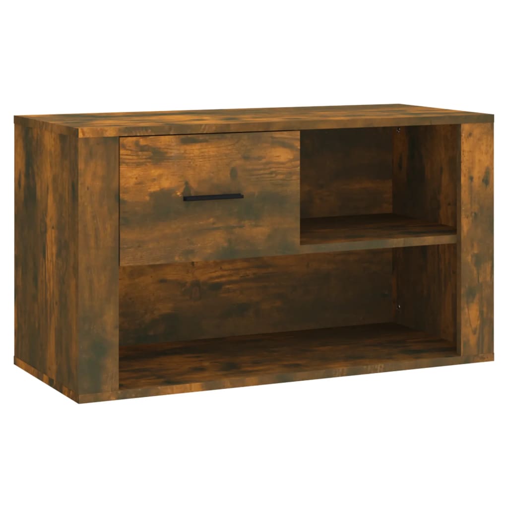 Schoenenkast 80x35x45 cm bewerkt hout gerookt eikenkleurig is nu te koop bij PeponiXL, paradijselijk wonen!