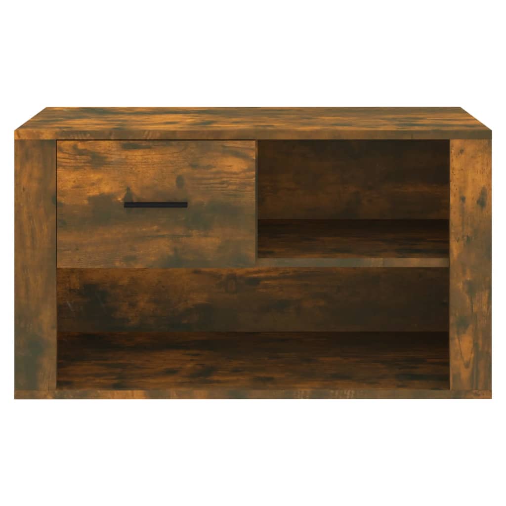 Schoenenkast 80x35x45 cm bewerkt hout gerookt eikenkleurig is nu te koop bij PeponiXL, paradijselijk wonen!