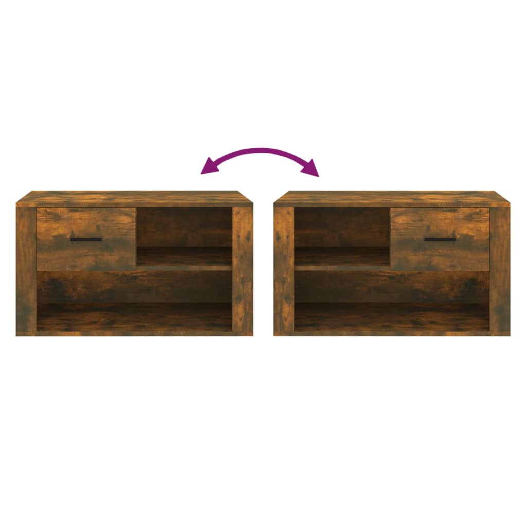 Schoenenkast 80x35x45 cm bewerkt hout gerookt eikenkleurig is nu te koop bij PeponiXL, paradijselijk wonen!