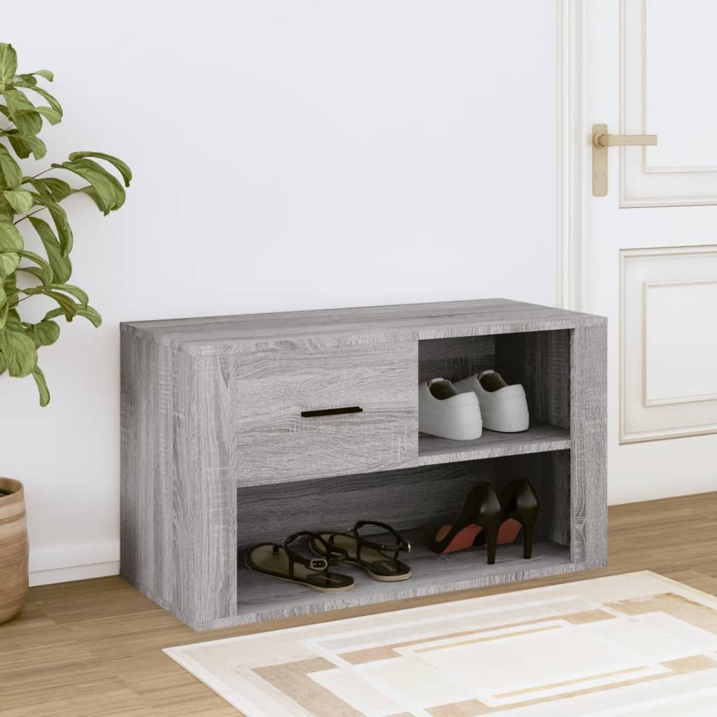 Schoenenkast 80x35x45 cm bewerkt hout grijs sonoma is nu te koop bij PeponiXL, paradijselijk wonen!