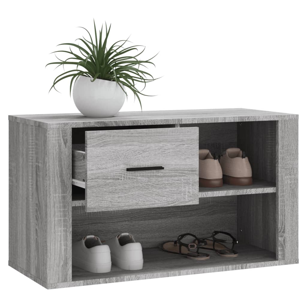Schoenenkast 80x35x45 cm bewerkt hout grijs sonoma is nu te koop bij PeponiXL, paradijselijk wonen!