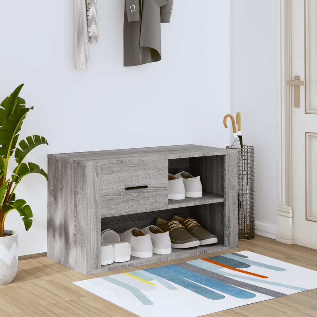 Schoenenkast 80x35x45 cm bewerkt hout grijs sonoma is nu te koop bij PeponiXL, paradijselijk wonen!