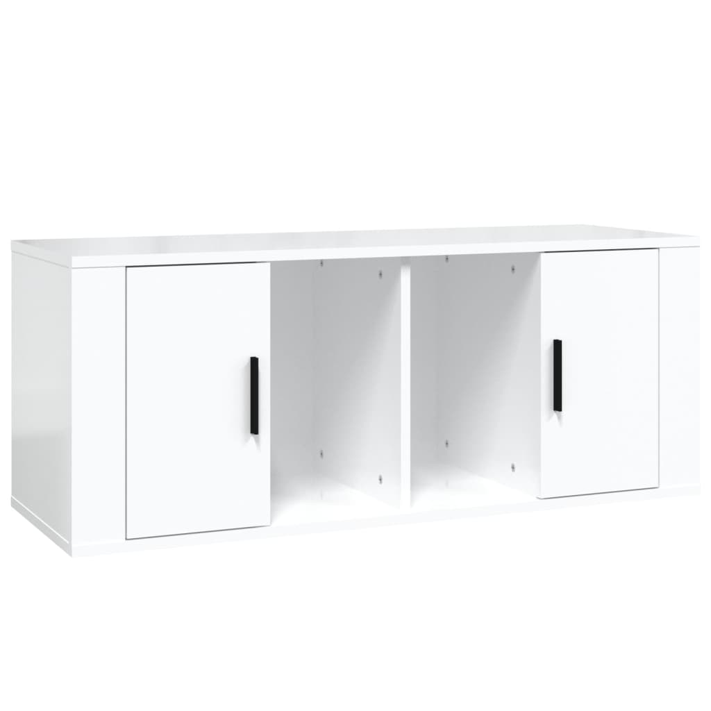 Tv-meubel 100x35x40 cm bewerkt hout hoogglans wit is nu te koop bij PeponiXL, paradijselijk wonen!