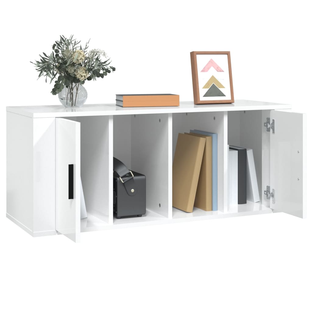 Tv-meubel 100x35x40 cm bewerkt hout hoogglans wit is nu te koop bij PeponiXL, paradijselijk wonen!