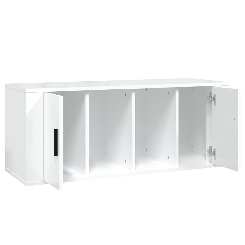 Tv-meubel 100x35x40 cm bewerkt hout hoogglans wit is nu te koop bij PeponiXL, paradijselijk wonen!