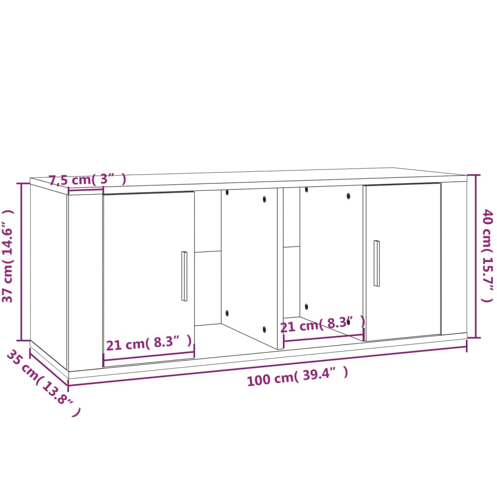 Tv-meubel 100x35x40 cm bewerkt hout hoogglans wit is nu te koop bij PeponiXL, paradijselijk wonen!