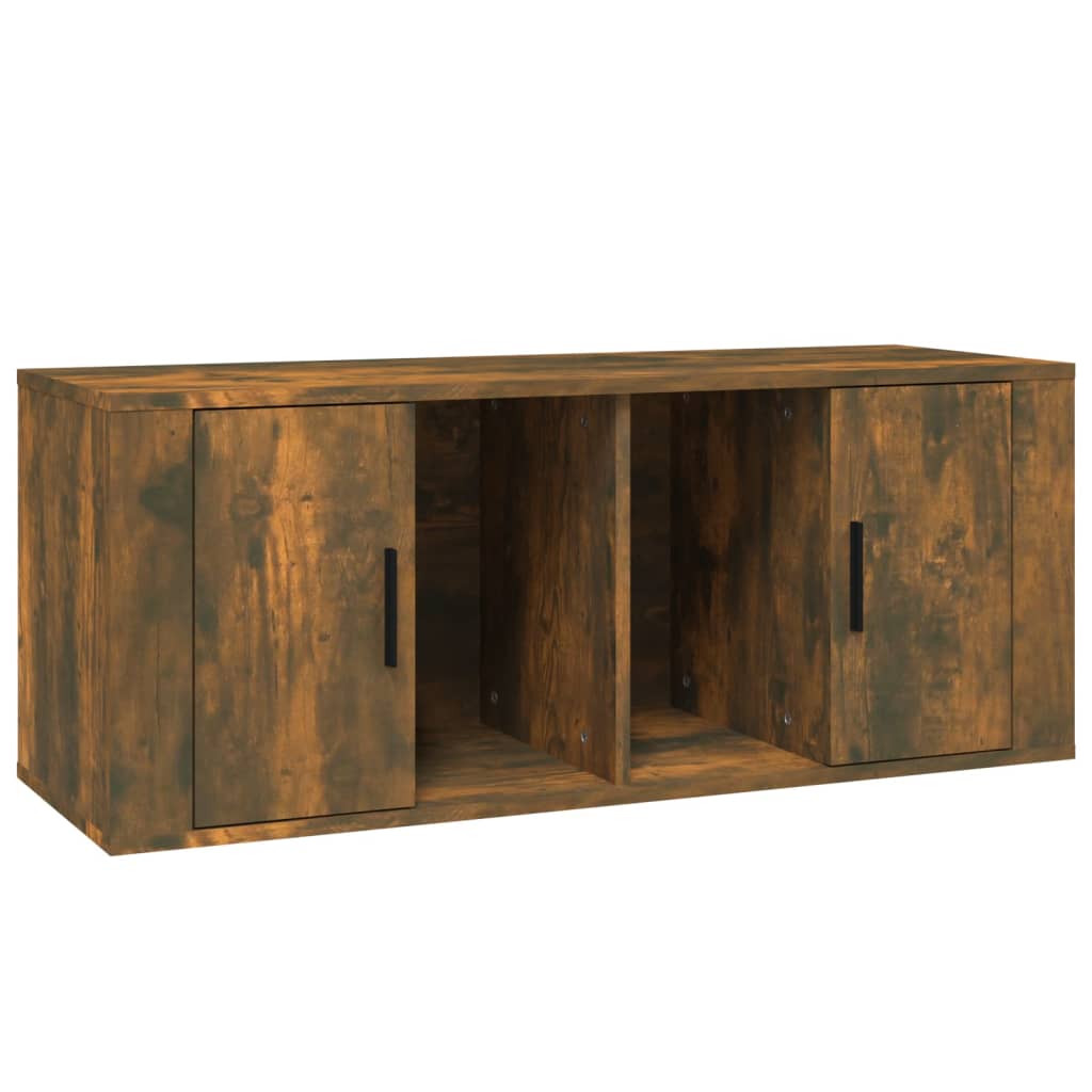 Tv-meubel 100x35x40 cm bewerkt hout gerookt eikenkleurig is nu te koop bij PeponiXL, paradijselijk wonen!