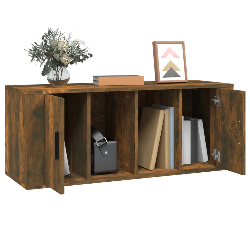 Tv-meubel 100x35x40 cm bewerkt hout gerookt eikenkleurig is nu te koop bij PeponiXL, paradijselijk wonen!