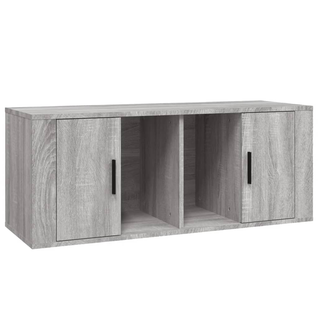 Tv-meubel 100x35x40 cm bewerkt hout grijs sonoma eikenkleurig is nu te koop bij PeponiXL, paradijselijk wonen!