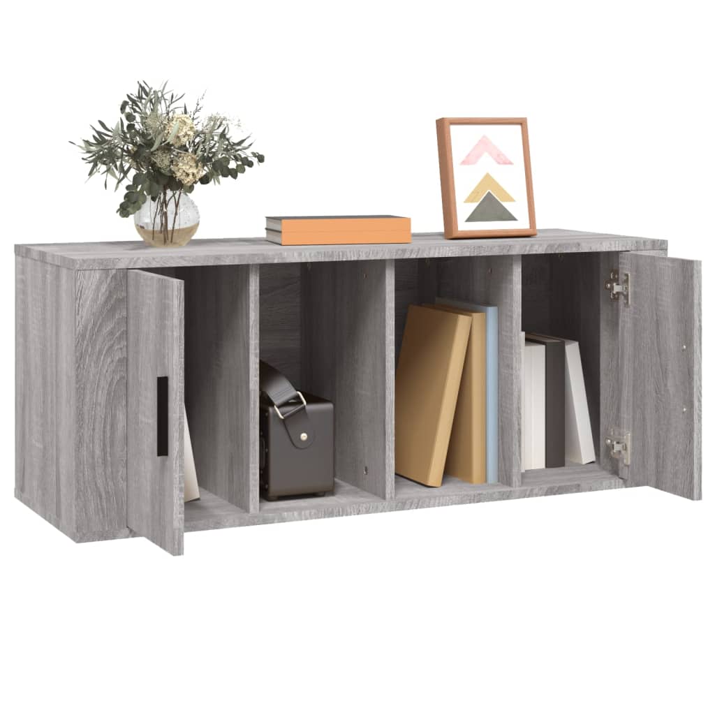 Tv-meubel 100x35x40 cm bewerkt hout grijs sonoma eikenkleurig is nu te koop bij PeponiXL, paradijselijk wonen!