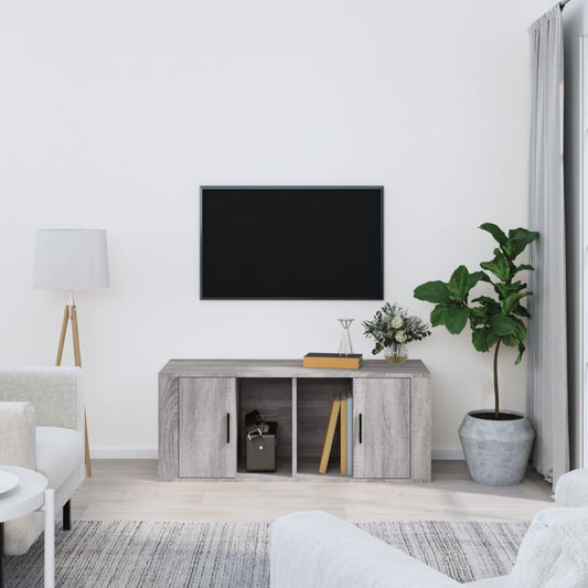 Tv-meubel 100x35x40 cm bewerkt hout grijs sonoma eikenkleurig is nu te koop bij PeponiXL, paradijselijk wonen!