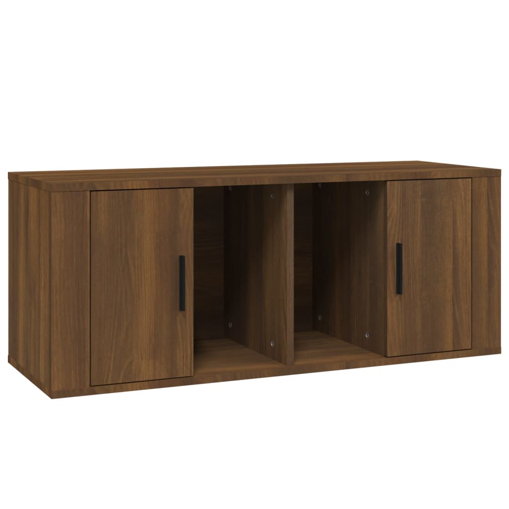 Tv-meubel 100x35x40 cm bewerkt hout bruin eikenkleur is nu te koop bij PeponiXL, paradijselijk wonen!