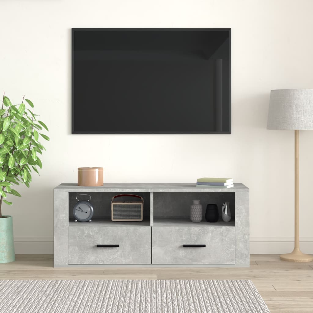 Tv-meubel 100x35x40 cm bewerkt hout betongrijs is nu te koop bij PeponiXL, paradijselijk wonen!