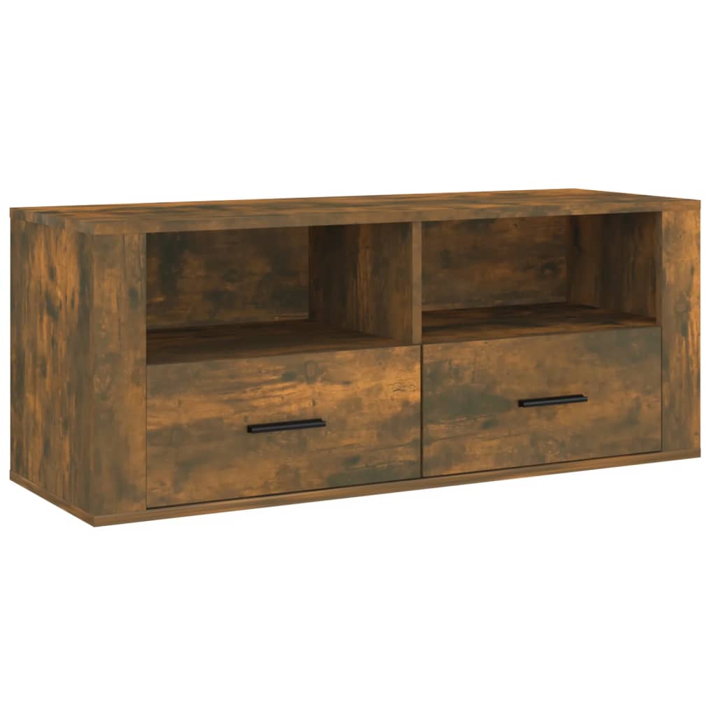 Tv-meubel 100x35x40 cm bewerkt hout gerookt eikenkleurig is nu te koop bij PeponiXL, paradijselijk wonen!