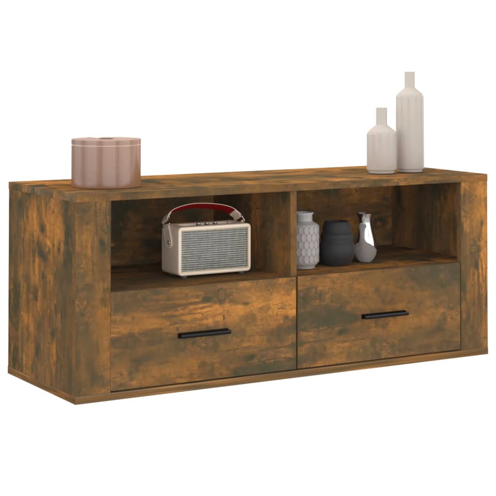 Tv-meubel 100x35x40 cm bewerkt hout gerookt eikenkleurig is nu te koop bij PeponiXL, paradijselijk wonen!