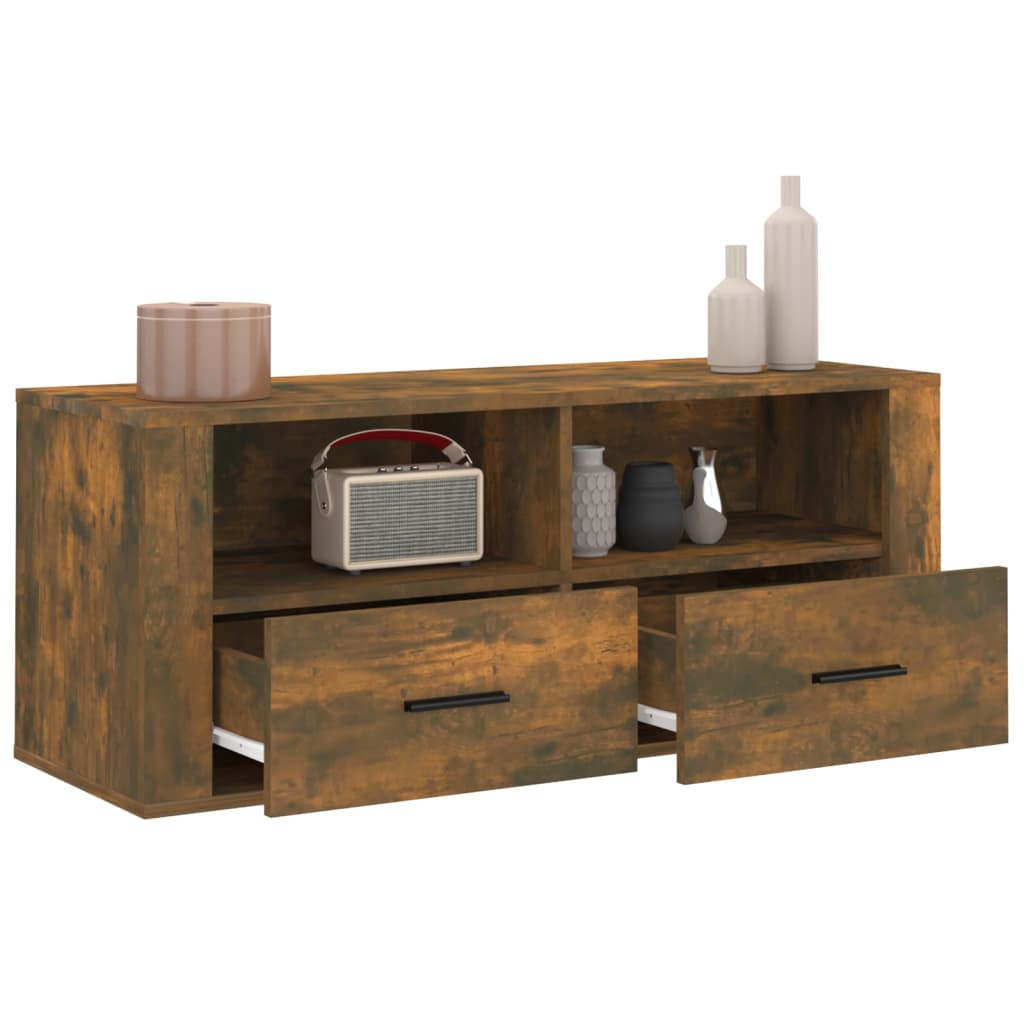 Tv-meubel 100x35x40 cm bewerkt hout gerookt eikenkleurig is nu te koop bij PeponiXL, paradijselijk wonen!
