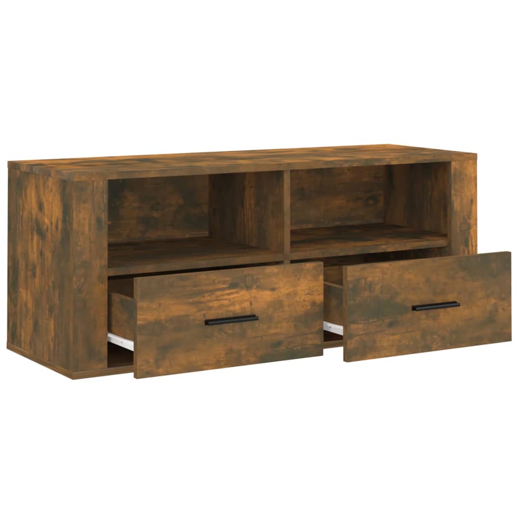 Tv-meubel 100x35x40 cm bewerkt hout gerookt eikenkleurig is nu te koop bij PeponiXL, paradijselijk wonen!