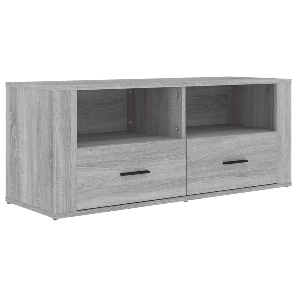 Tv-meubel 100x35x40 cm bewerkt hout grijs sonoma eikenkleurig is nu te koop bij PeponiXL, paradijselijk wonen!
