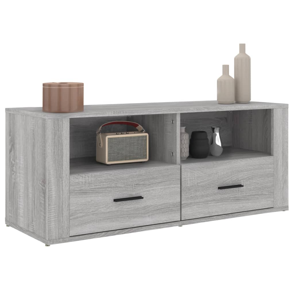 Tv-meubel 100x35x40 cm bewerkt hout grijs sonoma eikenkleurig is nu te koop bij PeponiXL, paradijselijk wonen!