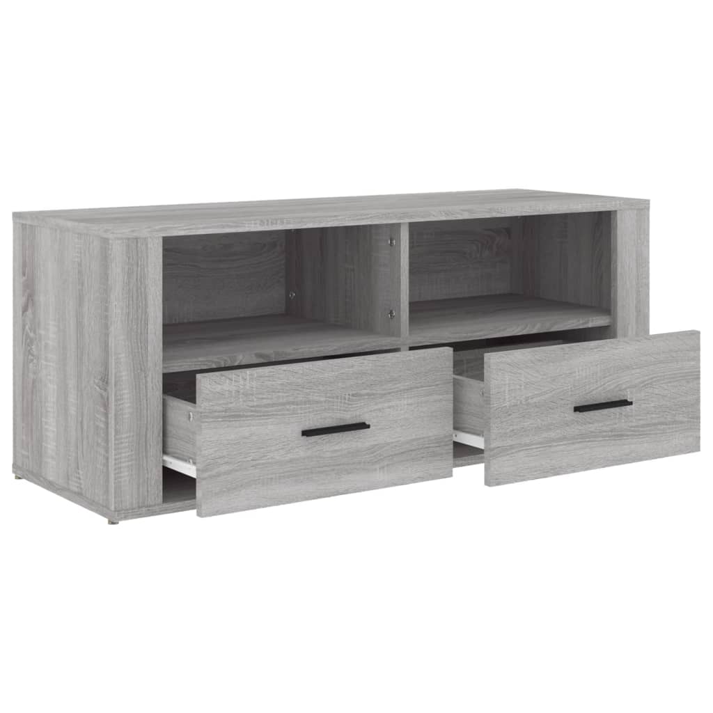 Tv-meubel 100x35x40 cm bewerkt hout grijs sonoma eikenkleurig is nu te koop bij PeponiXL, paradijselijk wonen!