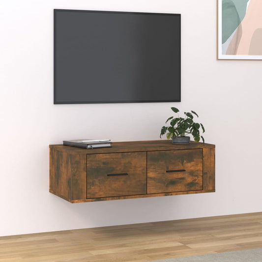 Tv-hangmeubel 80x36x25 cm bewerkt hout gerookt eikenkleurig is nu te koop bij PeponiXL, paradijselijk wonen!